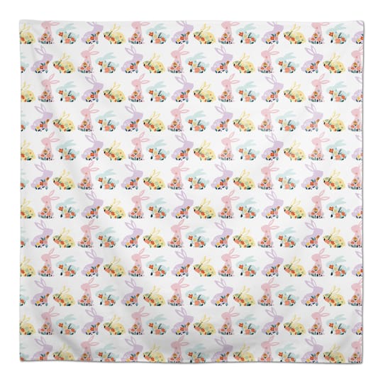 Pastel Floral Rabbits 58&#x22; x 58&#x22; Tablecloth